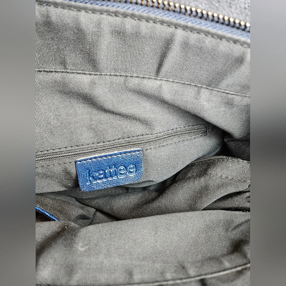 Kattee Womens Beautiful Blue Leather Large Shoulder Bag 14x15.5x5 Classic - Picture 11 of 14